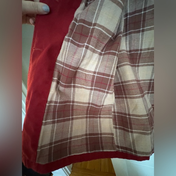 LL Bean Barn Jacket in Red with Brown Corduroy - Picture 4 of 5